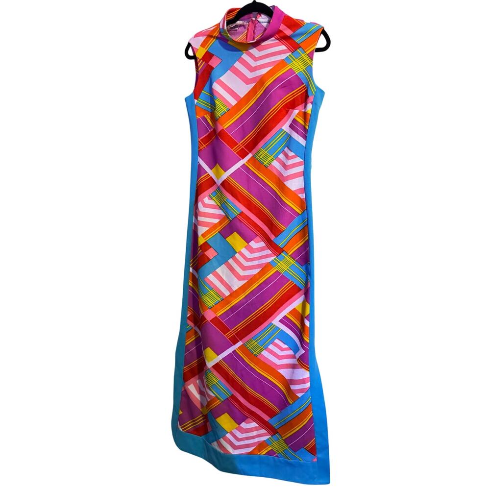 *VINTAGE* Kay Windsor Groovy Polyester Full Length Dress - Amazing Find!!